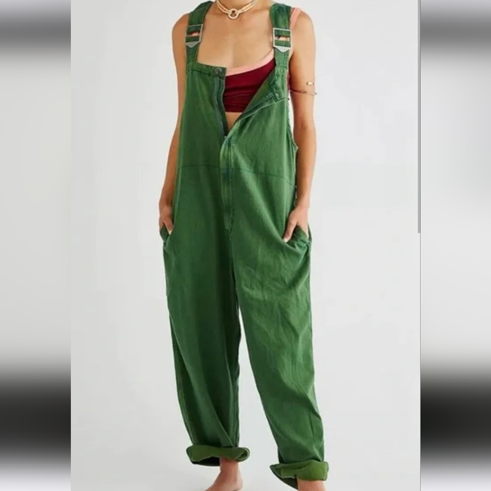 Free People Hunter Denim Overalls Utility Suit sold out L spring green large